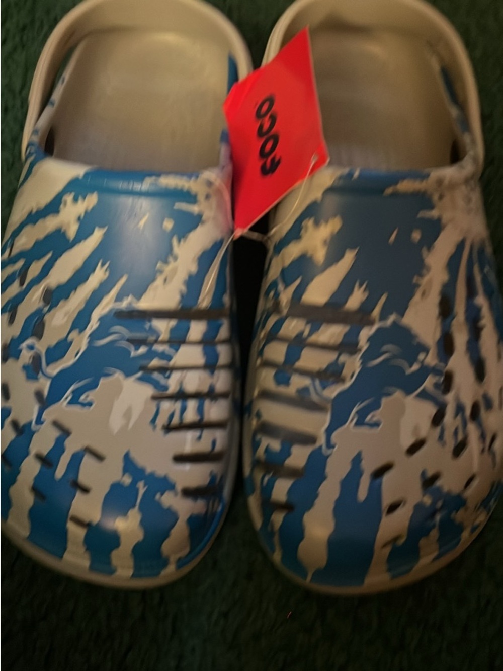 Lions Blue & White Camo Slip-On Sandals